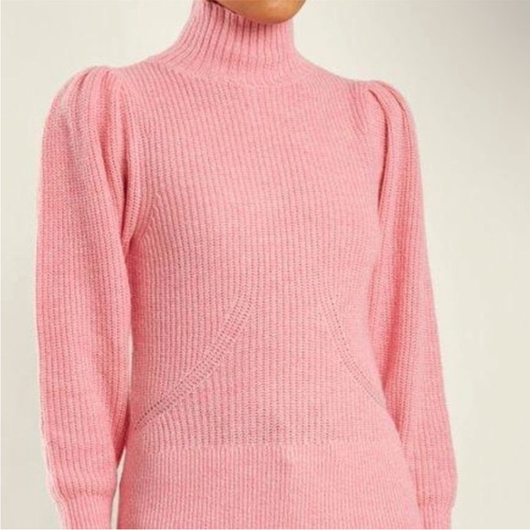 Frame Denim Cashmere & Wool Puff Sleeve Luxury Sweater In Spanish Pink.NWT! Sz L - Picture 4 of 12